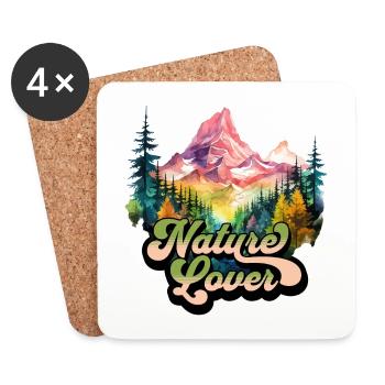 Nature, Adventure, Wilderness, Mountains, Forest, Trees, Colorful - Coasters (set of 4) - white - Front