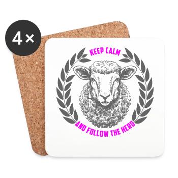 Sheep stay calm and follow the flock - Coasters (set of 4) - white - Front