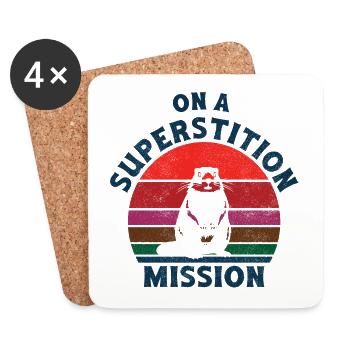 Sur une mission de superstition rétro marmotte coucher de soleil - Dessous de verre (lot de 4) - blanc - Devant