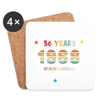 56 Years Old Made In 1968 Vintage February 1968 - Coasters (set of 4) - white - Front