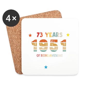 73 Years Old Made In 1951 Vintage February 1951 - Dessous de verre (lot de 4) - blanc - Devant