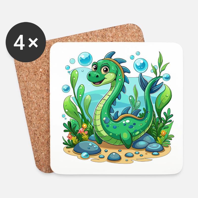 Die kleine Nessie - Untersetzer (4er-Set) - Weiß