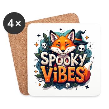 Spooky vibes with fox. - Coasters (set of 4) - white - Front