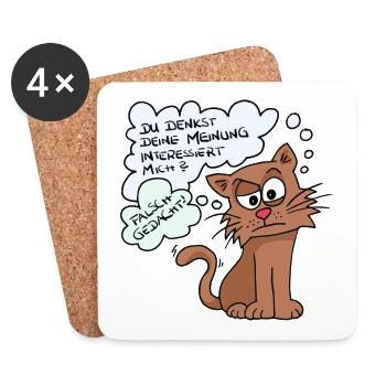 Du denkst deine Meinung interessiert mich? - Untersetzer (4er-Set) - Weiß - Vorne