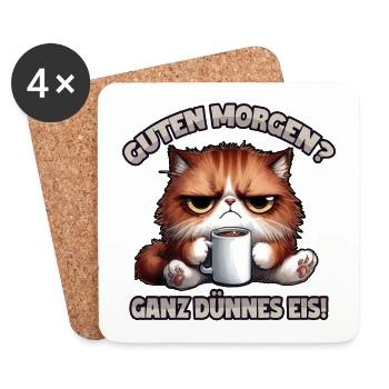 Guten Morgen? Ganz dünnes Eis - Untersetzer (4er-Set) - Weiß - Vorne