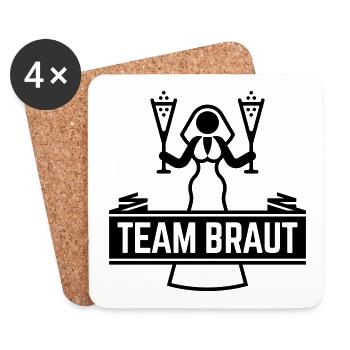 Team Braut Sekt (Polterabend JGA Party Hochzeit B) - Untersetzer (4er-Set) - Weiß - Vorne