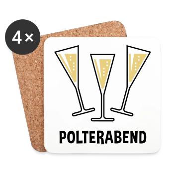 Polterabend (JGA / Sektgläser / Trichter Zu / 2C) - Untersetzer (4er-Set) - Weiß - Vorne