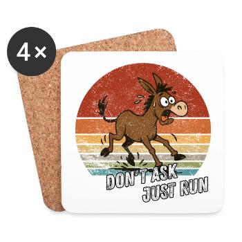 Funny Donkey Escape Shirt - Untersetzer (4er-Set) - Weiß - Vorne