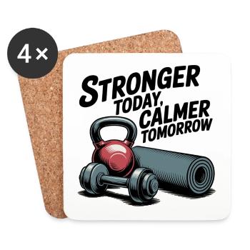 Stronger Today, Calmer Tomorrow – Fit & Zen - Untersetzer (4er-Set) - Weiß - Vorne