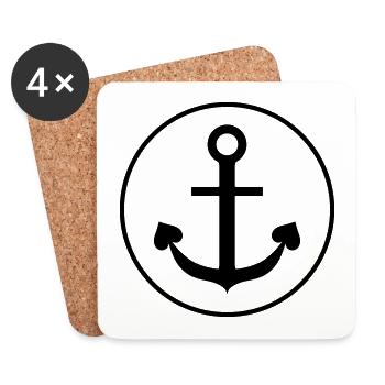 Heart anchor in circle round - Coasters (set of 4) - white - Front
