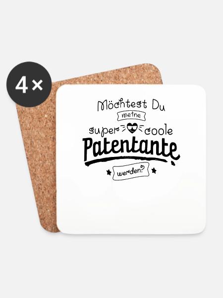 Möchtest Du meine super coole Patentante werden? - Untersetzer (4er-Set) - Weiß