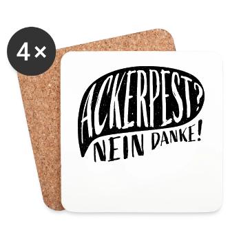 Ackerpest? Nein Danke - Bienen Pestizide - Untersetzer (4er-Set) - Weiß - Vorne