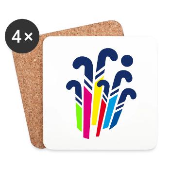 Colorful hockey sticks - Coasters (set of 4) - white - Front