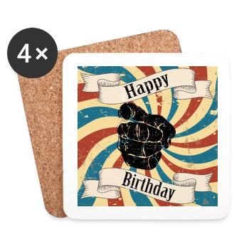 Joyeux anniversaire - Dessous de verre (lot de 4) - blanc - Devant