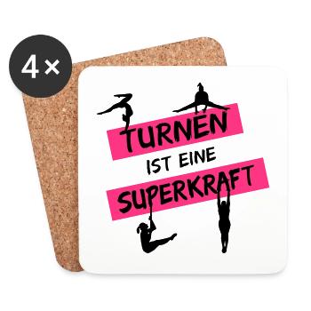 Turnen ist eine Superkraft, Turnerin - Untersetzer (4er-Set) - Weiß - Vorne