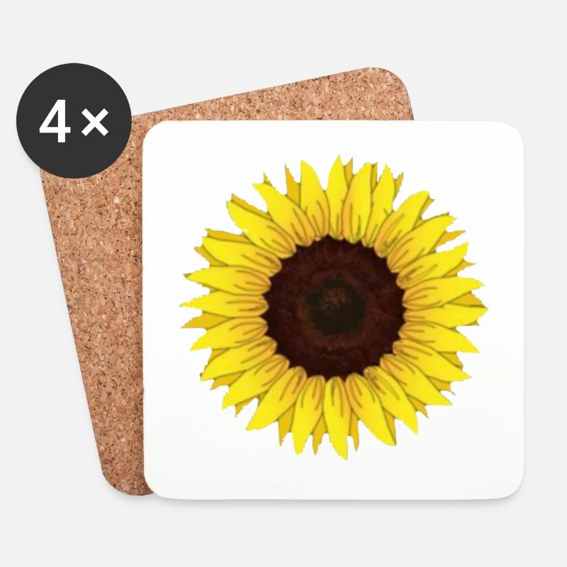Sonnenblume - Untersetzer (4er-Set) - Weiß