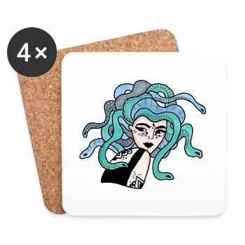 Inked medusa n ° 3 - Coasters (set of 4) - white - Front