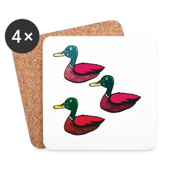 Canards pack de trois - Dessous de verre (lot de 4) - blanc - Devant