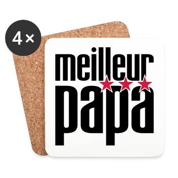 Meilleur Papa - Dessous de verre (lot de 4) - blanc - Devant