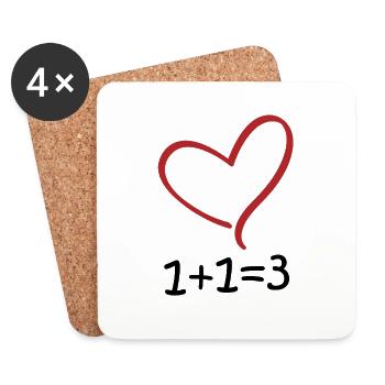 1 + 1 = 3 - Liebe, Baby und Familie - Untersetzer (4er-Set) - Weiß - Vorne