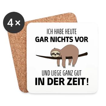 Lustiger Faultier Spruch für Mitarbeiter & Kollege - Untersetzer (4er-Set) - Weiß - Vorne