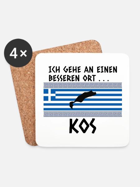 Kos Spruch Griechenland Urlaub - Untersetzer (4er-Set) - Weiß
