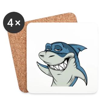 Cooler und lustiger Hai #1 Cool Sharks - Untersetzer (4er-Set) - Weiß - Vorne