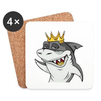 Requin cool avec couronne #4 Cool Sharks - Dessous de verre (lot de 4) - blanc - Devant