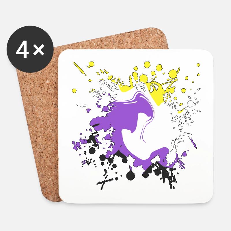 LGBTQ+ nonb splatter design - Untersetzer (4er-Set) - Weiß