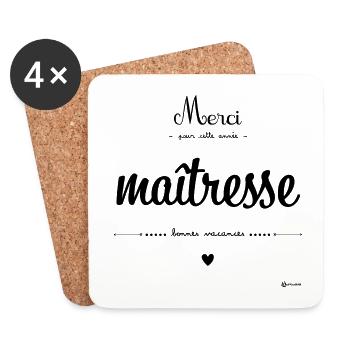 Merci Maîtresse - Dessous de verre (lot de 4) - blanc - Devant