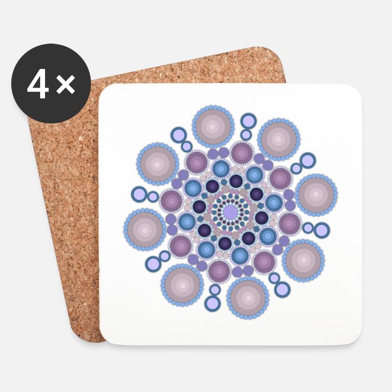 Dot Mandala Design - Untersetzer (4er-Set) - Weiß