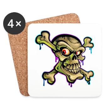 Pirate Skull Cartoon Graffiti - Coasters (set of 4) - white - Front