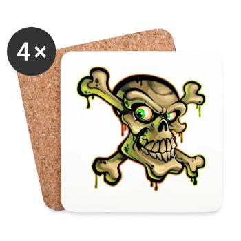 Pirate Skull Cartoon Graffiti - Coasters (set of 4) - white - Front