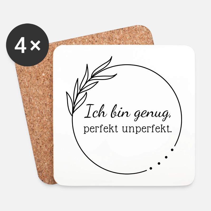 Ich bin genug, perfekt unperfekt. - Untersetzer (4er-Set) - Weiß