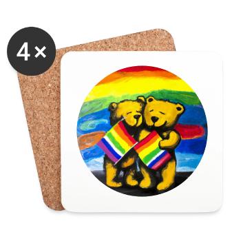 Schwule Teddybären - Untersetzer (4er-Set) - Weiß - Vorne