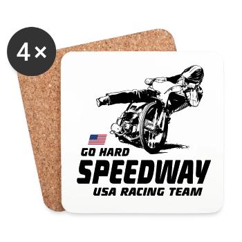 Speedway - Motorcycle Speedway - Dessous de verre (lot de 4) - blanc - Devant