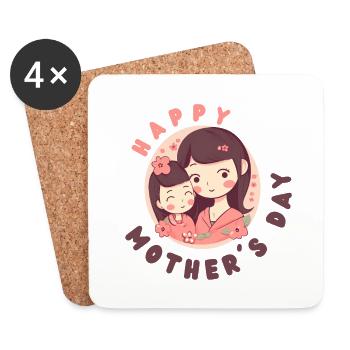 Happy Mother's Day Flowers - Coasters (set of 4) - white - Front
