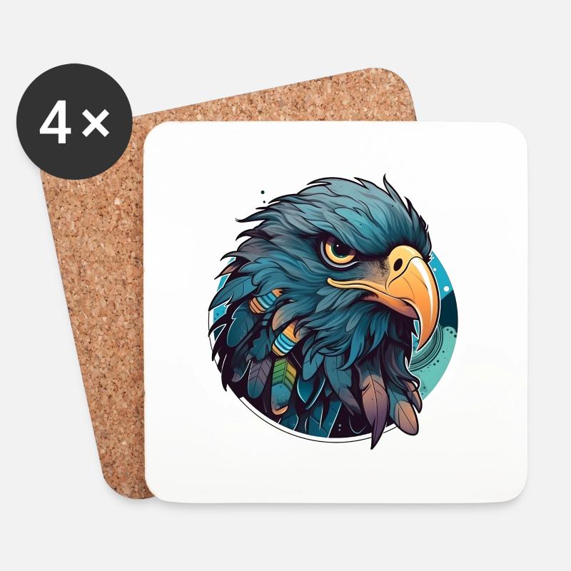Adler Rabe Krähe Vektorgrafik - Untersetzer (4er-Set) - Weiß