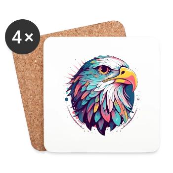 Adler rund edel Wildvogel - Untersetzer (4er-Set) - Weiß - Vorne