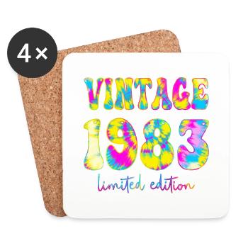 Vintage 1983 Limited Edition Tie Dye, Birthday gif - Coasters (set of 4) - white - Front