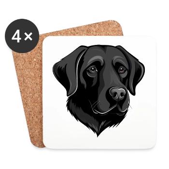 Labrador Retriever noir - Dessous de verre (lot de 4) - blanc - Devant