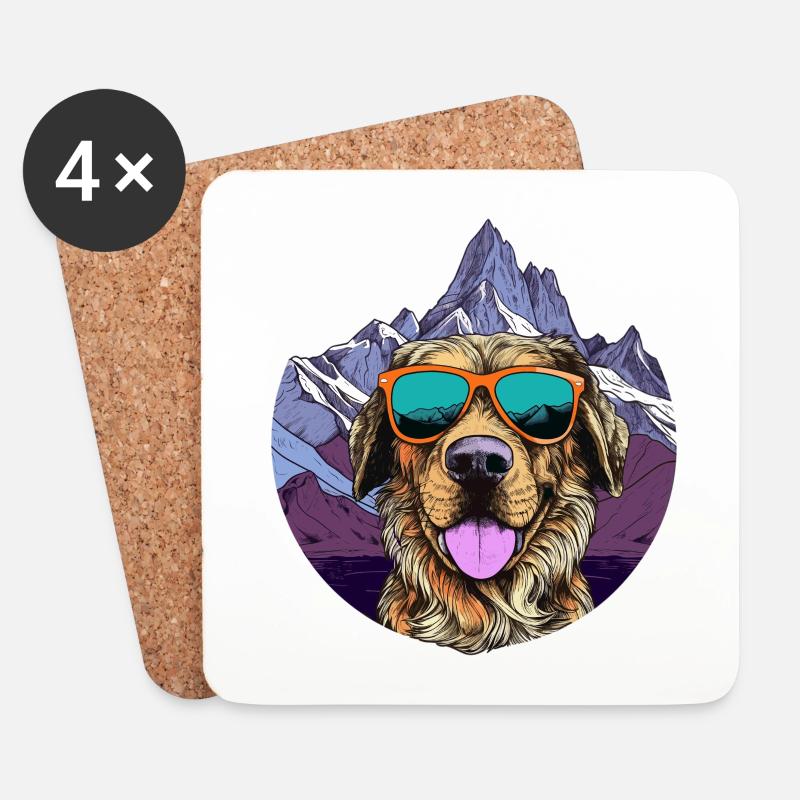 Cooler Hund mit Sonnenbrille - Untersetzer (4er-Set) - Weiß
