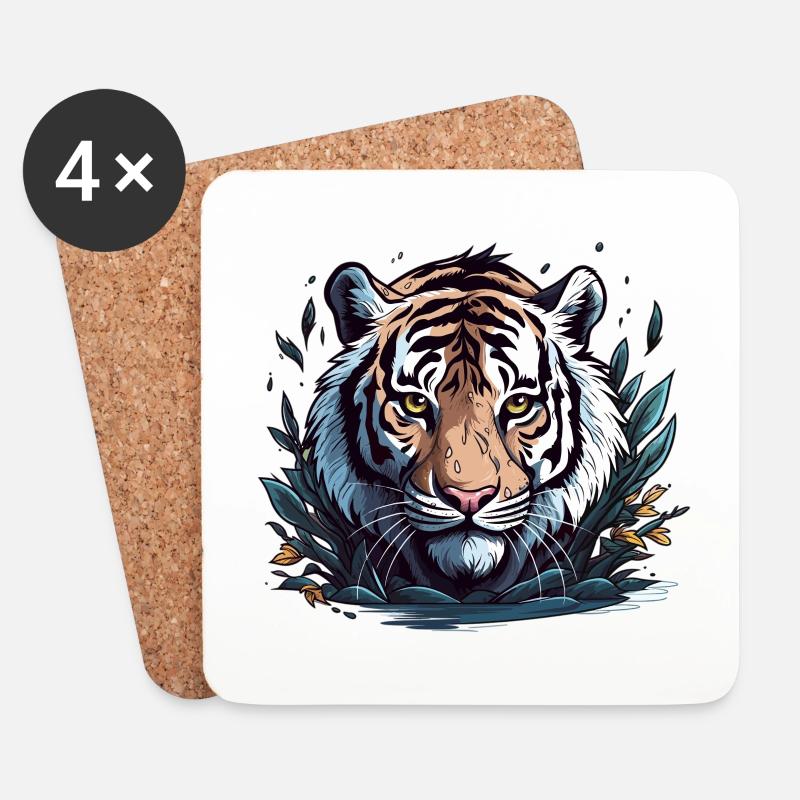 Tiger elegantly realistic - Coasters (set of 4) - white