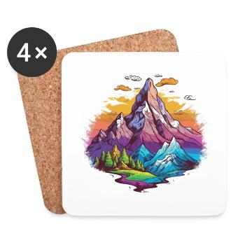 Colorful Mountains Outdoor Design - Coasters (set of 4) - white - Front