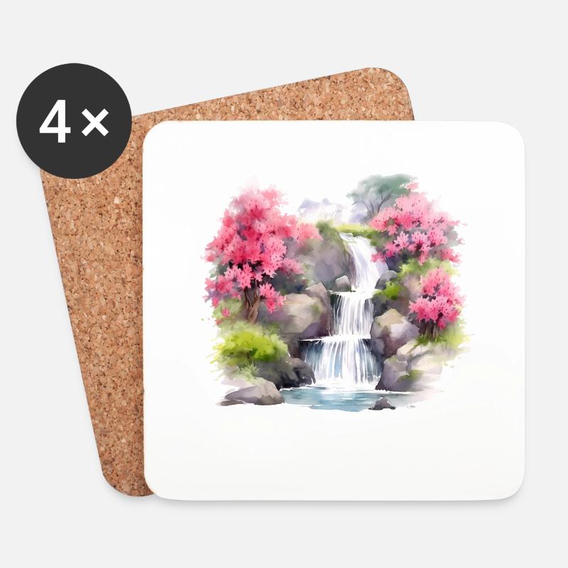 Beauté de l’eau et des fleurs - Dessous de verre (lot de 4) - blanc