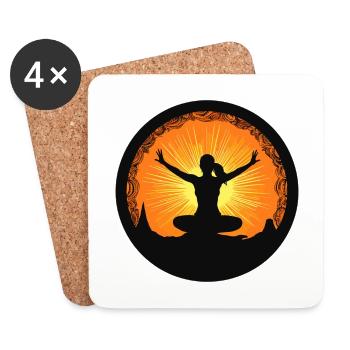 Yoga Salutation au soleil - Dessous de verre (lot de 4) - blanc - Devant