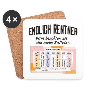 Rentner Zeitplan Tagesablauf - Untersetzer (4er-Set) - Weiß - Vorne
