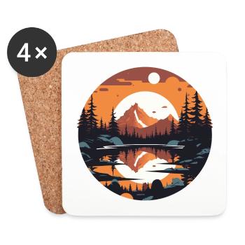 Coucher de soleil Nature en plein air - Dessous de verre (lot de 4) - blanc - Devant