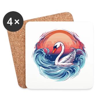 Swan on wild water - Coasters (set of 4) - white - Front