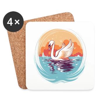 Beautiful swan - Coasters (set of 4) - white - Front